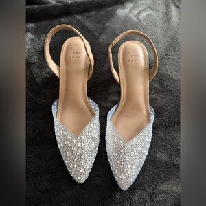 a new day Pearl & Rhinestone Pointed Slingback Flats - White